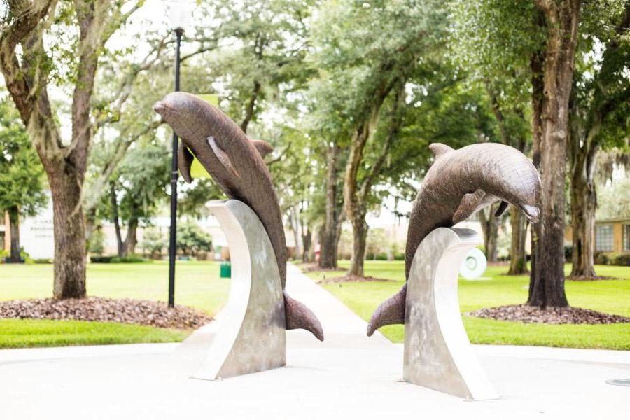 The dolphin status in front of Howard Administration Building